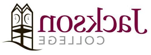 Jackson College Logo with Maroon wording and Clock tower graphic